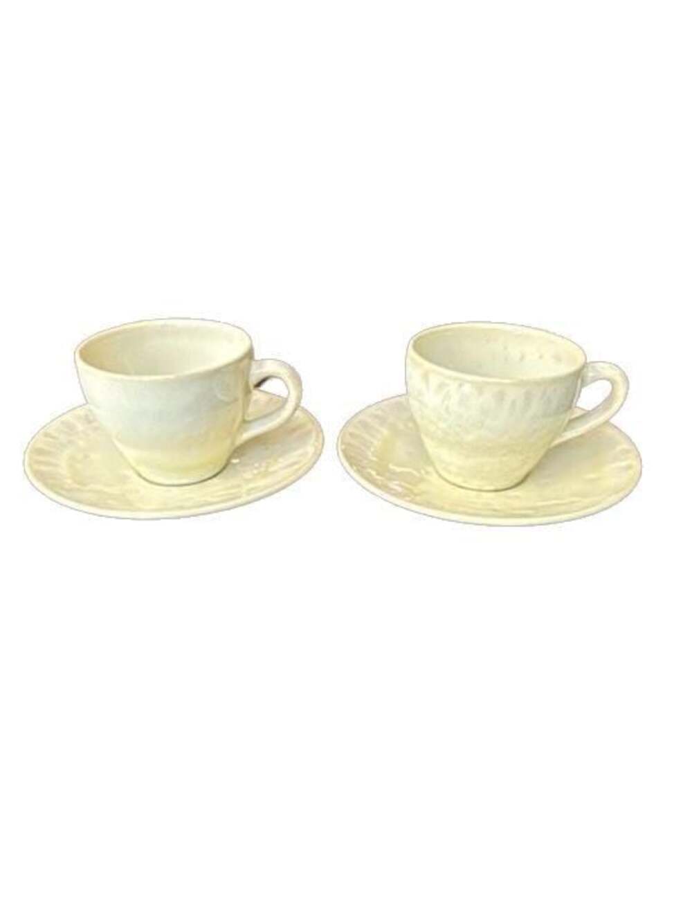 SET of 2 Casa Stone by Casafina Café Capri Yellow Teacup and Saucer Sets
